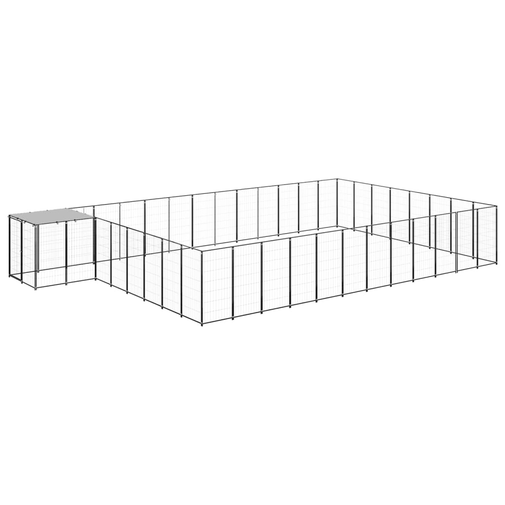 Hondenkennel 30,25 m² staal zwart - AllerleiShop