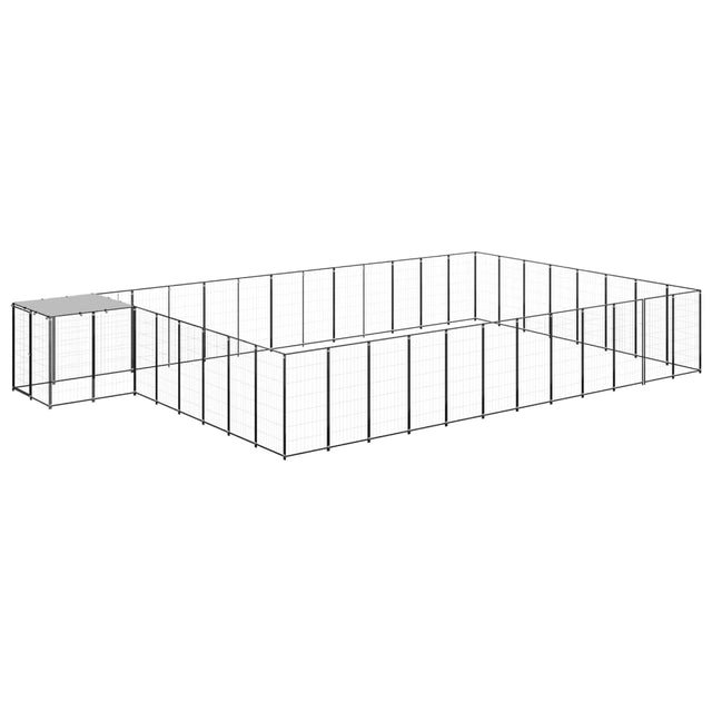 Hondenkennel 30,25 m² staal zwart - AllerleiShop