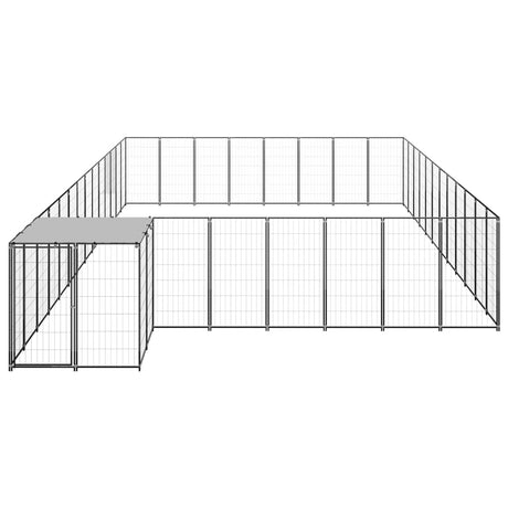 Hondenkennel 30,25 m² staal zwart - AllerleiShop