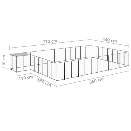 Hondenkennel 30,25 m² staal zwart - AllerleiShop