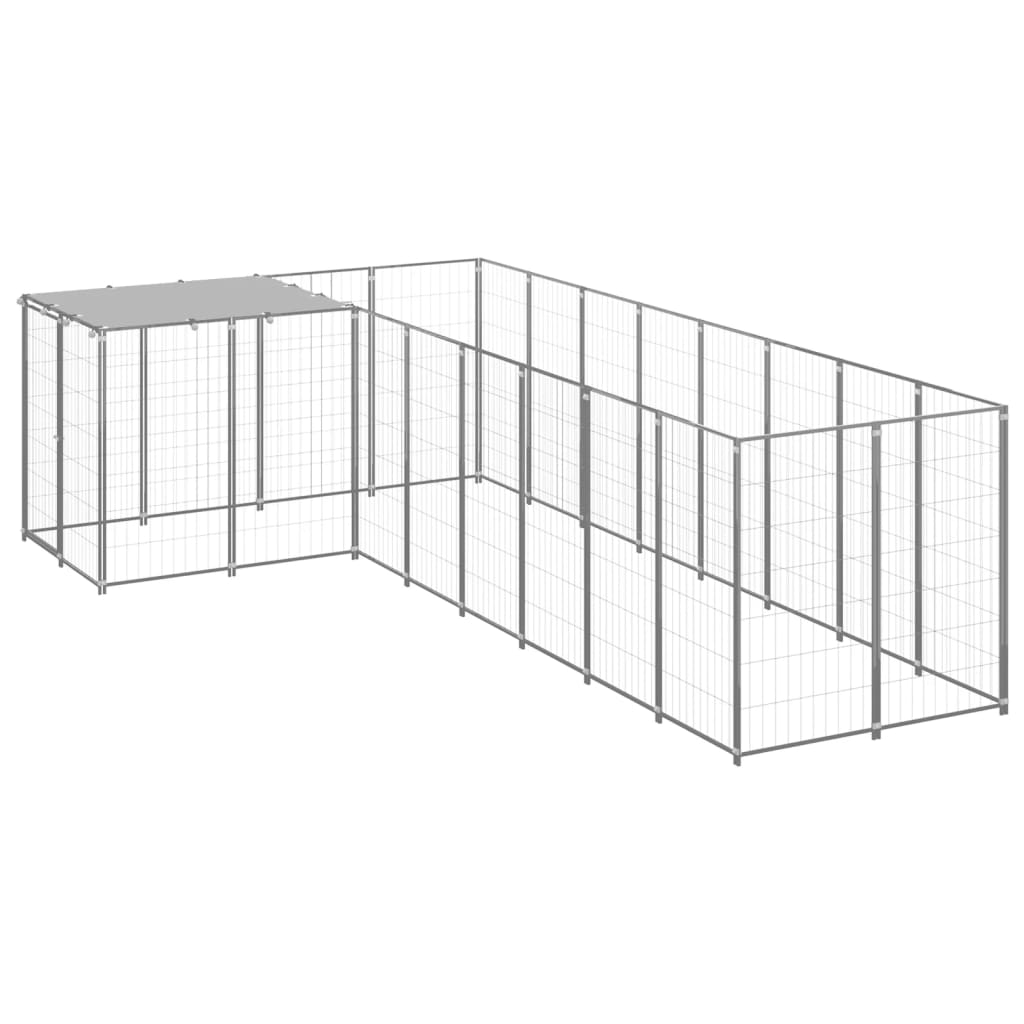 Hondenkennel 6,05 m² staal zilverkleurig - AllerleiShop