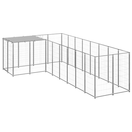 Hondenkennel 6,05 m² staal zilverkleurig - AllerleiShop