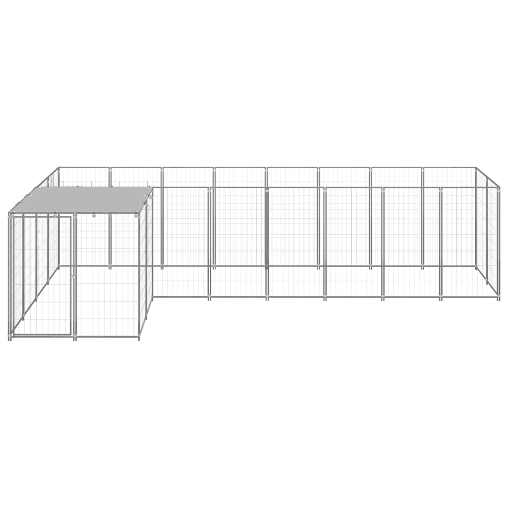 Hondenkennel 6,05 m² staal zilverkleurig - AllerleiShop