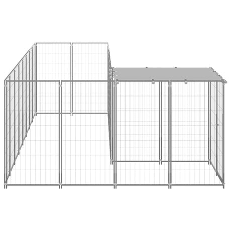 Hondenkennel 6,05 m² staal zilverkleurig - AllerleiShop