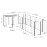 Hondenkennel 6,05 m² staal zilverkleurig - AllerleiShop