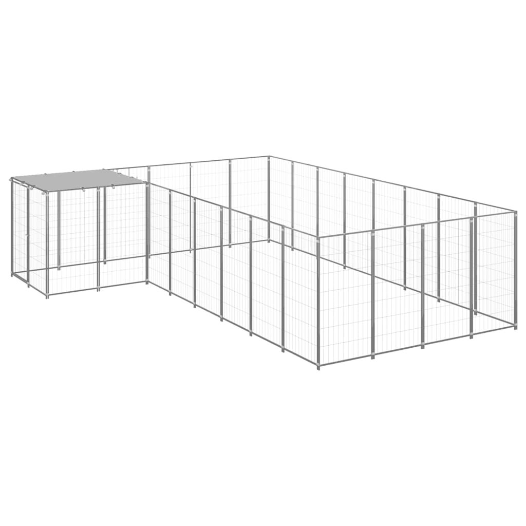 Hondenkennel 10,89 m² staal zilverkleurig - AllerleiShop