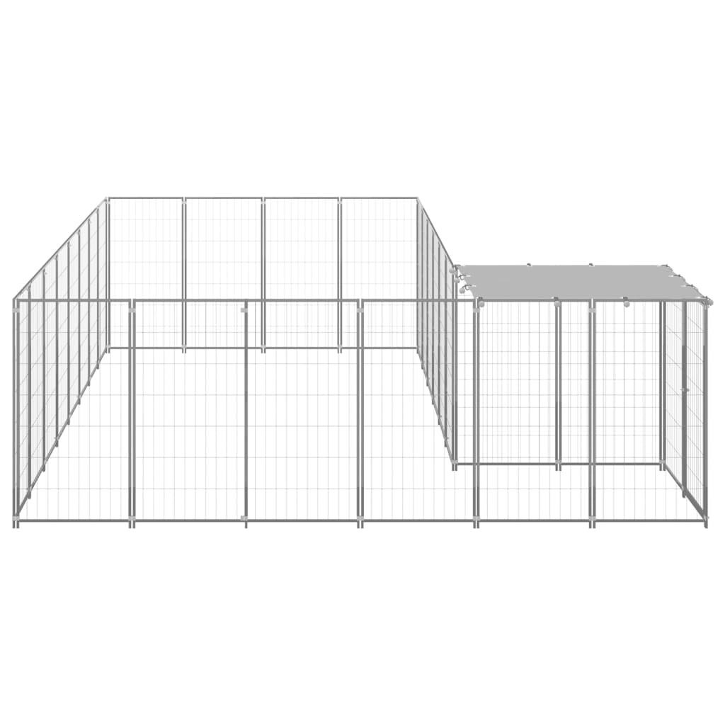 Hondenkennel 10,89 m² staal zilverkleurig - AllerleiShop