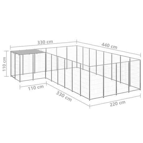 Hondenkennel 10,89 m² staal zilverkleurig - AllerleiShop