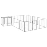 Hondenkennel 15,73 m² staal zilverkleurig - AllerleiShop