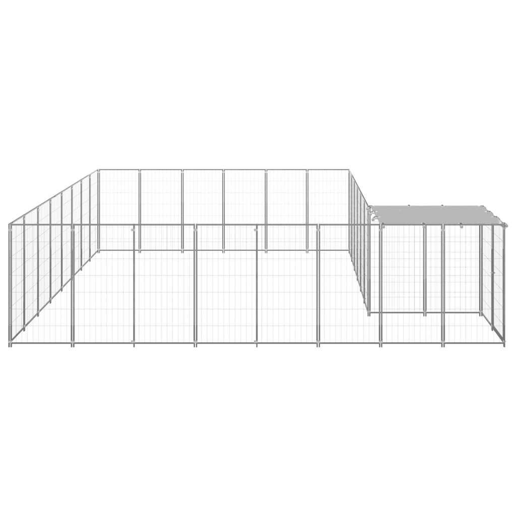 Hondenkennel 15,73 m² staal zilverkleurig - AllerleiShop