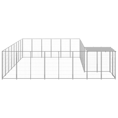 Hondenkennel 15,73 m² staal zilverkleurig - AllerleiShop