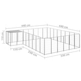 Hondenkennel 15,73 m² staal zilverkleurig - AllerleiShop