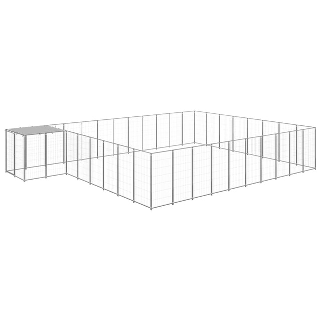 Hondenkennel 25,41 m² staal zilverkleurig - AllerleiShop