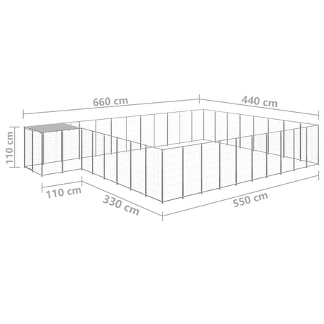 Hondenkennel 25,41 m² staal zilverkleurig - AllerleiShop