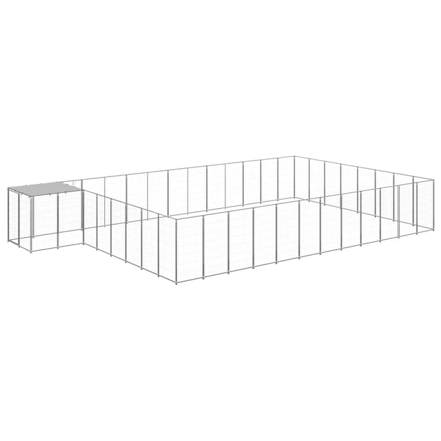 Hondenkennel 30,25 m² staal zilverkleurig - AllerleiShop