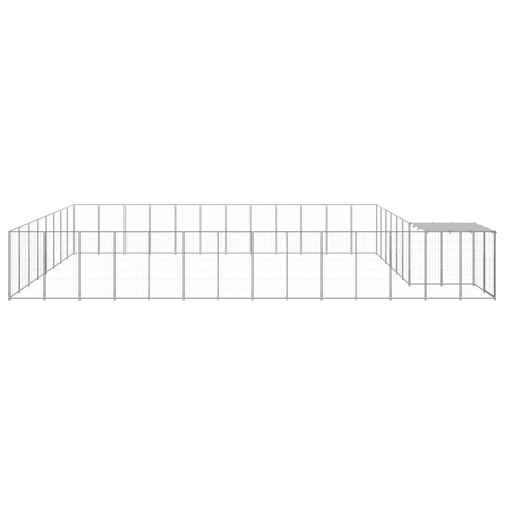 Hondenkennel 30,25 m² staal zilverkleurig - AllerleiShop