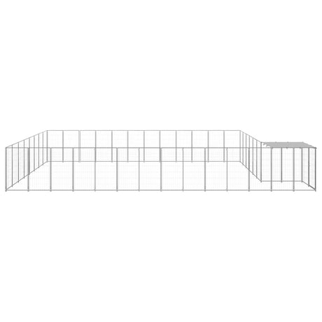 Hondenkennel 30,25 m² staal zilverkleurig - AllerleiShop