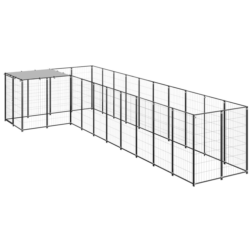 Hondenkennel 7,26 m² staal zwart - AllerleiShop