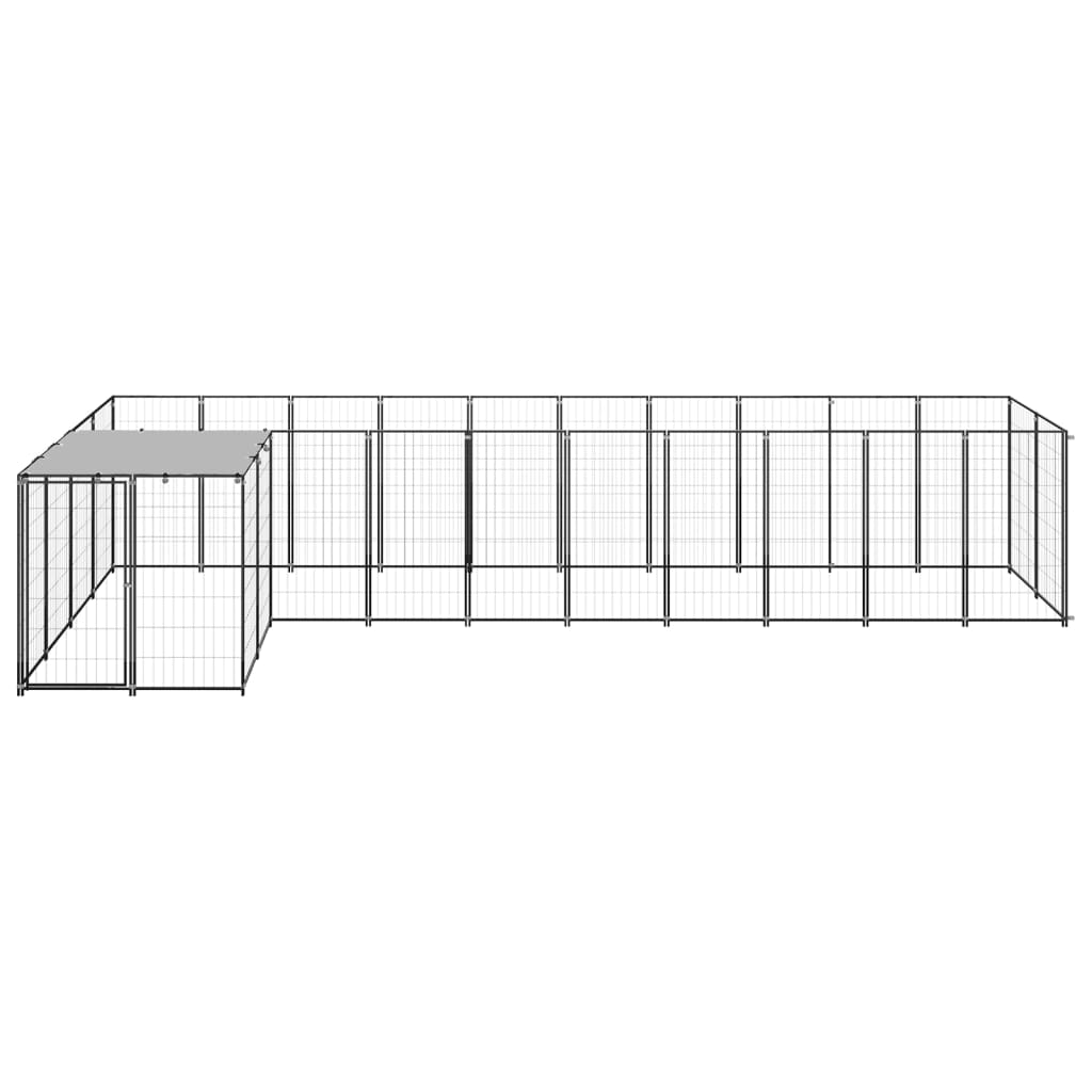 Hondenkennel 7,26 m² staal zwart - AllerleiShop