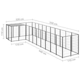 Hondenkennel 7,26 m² staal zwart - AllerleiShop