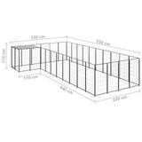 Hondenkennel 13,31 m² staal zwart - AllerleiShop