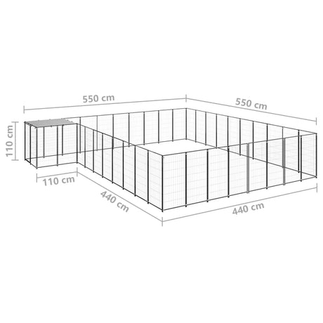 Hondenkennel 25,41 m² staal zwart - AllerleiShop