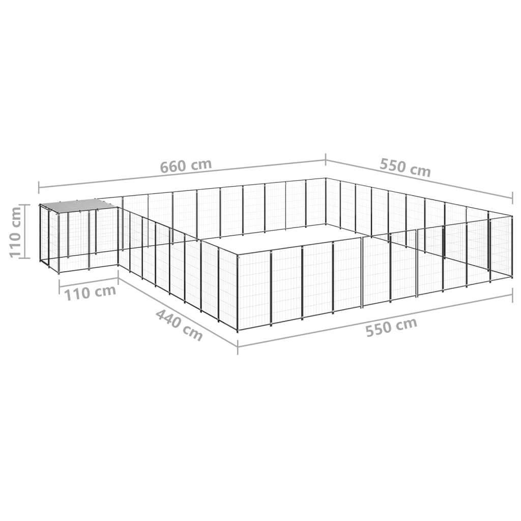 Hondenkennel 31,46 m² staal zwart - AllerleiShop