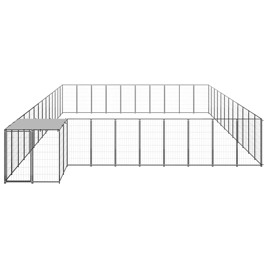 Hondenkennel 37,51 m² staal zwart - AllerleiShop