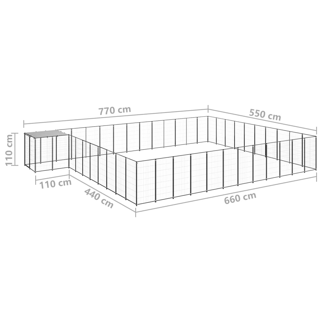 Hondenkennel 37,51 m² staal zwart - AllerleiShop