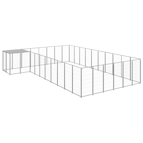 Hondenkennel 19,36 m² staal zilverkleurig - AllerleiShop