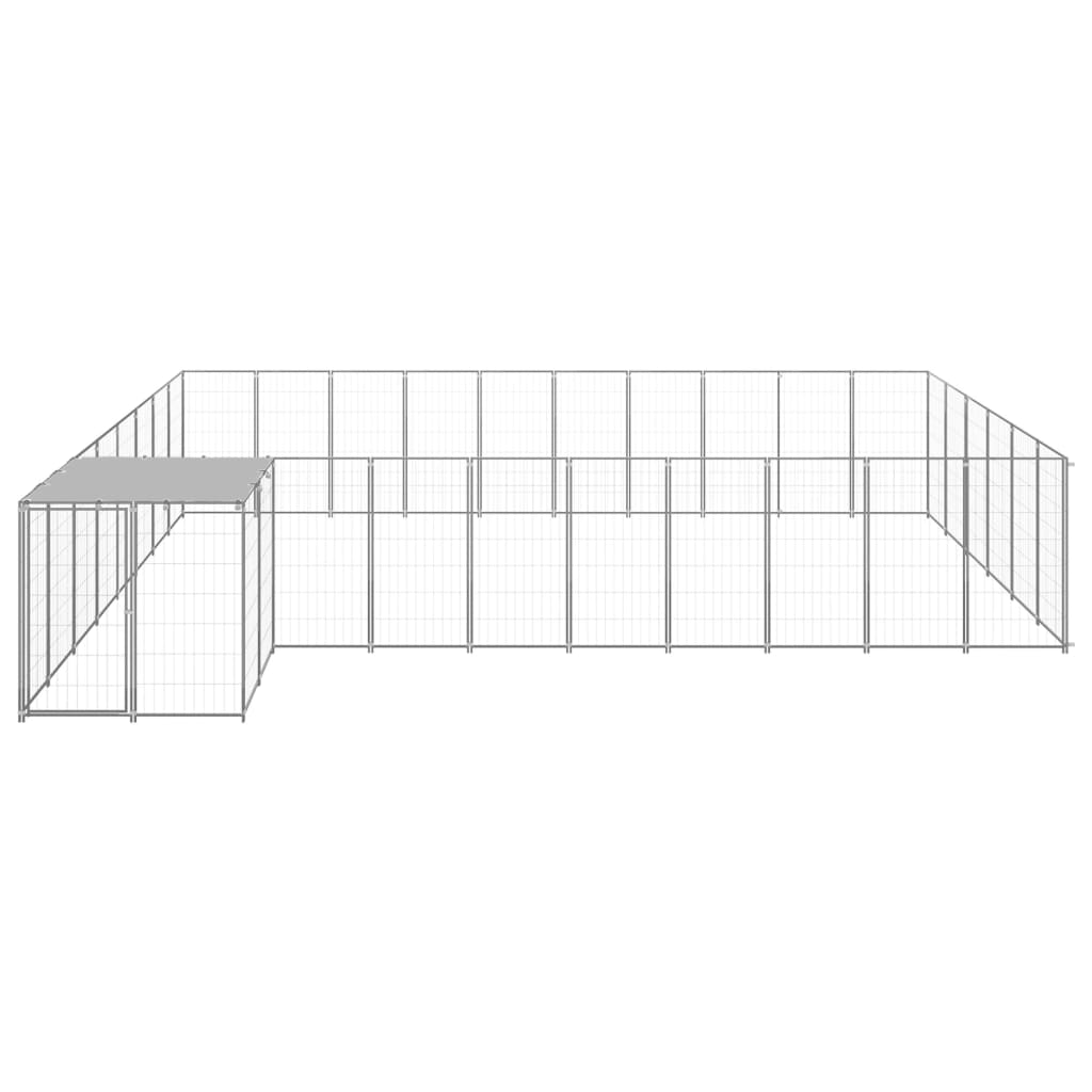 Hondenkennel 19,36 m² staal zilverkleurig - AllerleiShop