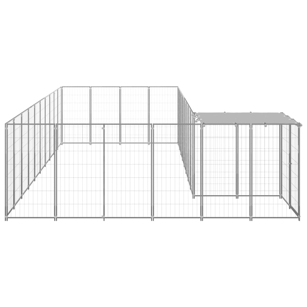 Hondenkennel 19,36 m² staal zilverkleurig - AllerleiShop