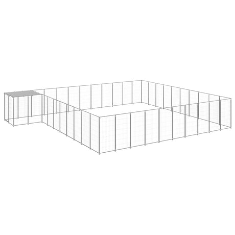 Hondenkennel 31,46 m² staal zilverkleurig - AllerleiShop