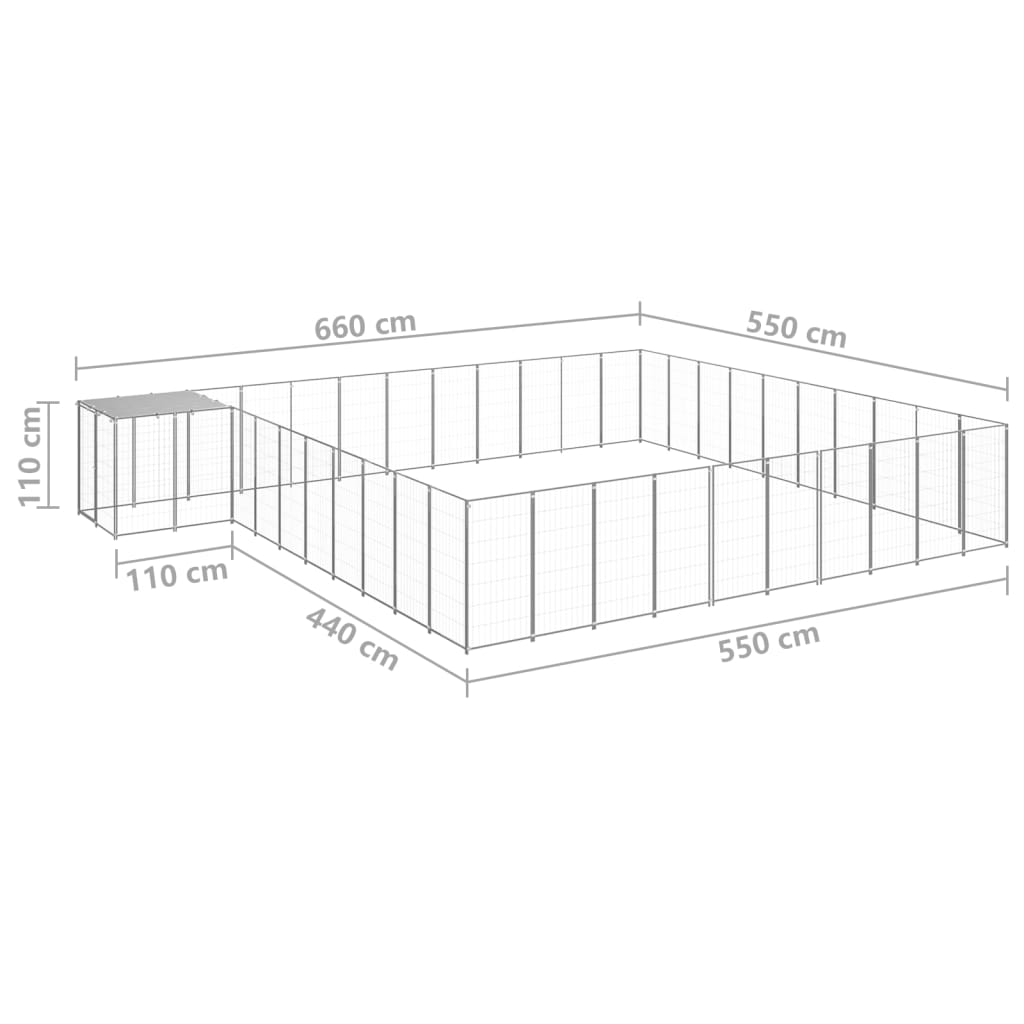 Hondenkennel 31,46 m² staal zilverkleurig - AllerleiShop