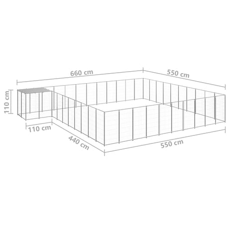 Hondenkennel 31,46 m² staal zilverkleurig - AllerleiShop