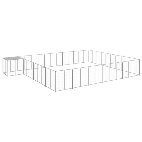 Hondenkennel 37,51 m² staal zilverkleurig - AllerleiShop