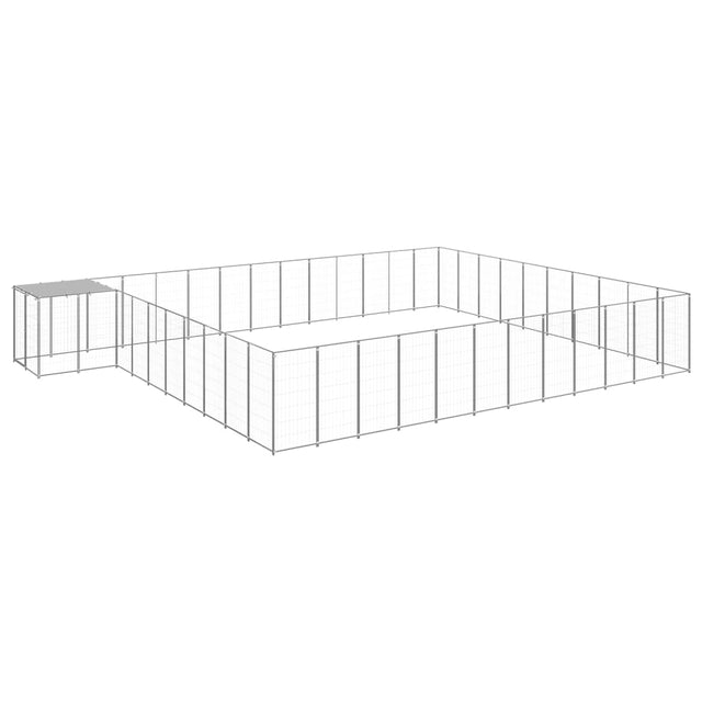 Hondenkennel 37,51 m² staal zilverkleurig - AllerleiShop