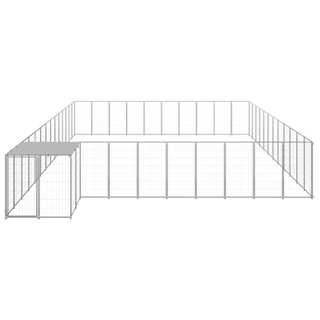 Hondenkennel 37,51 m² staal zilverkleurig - AllerleiShop