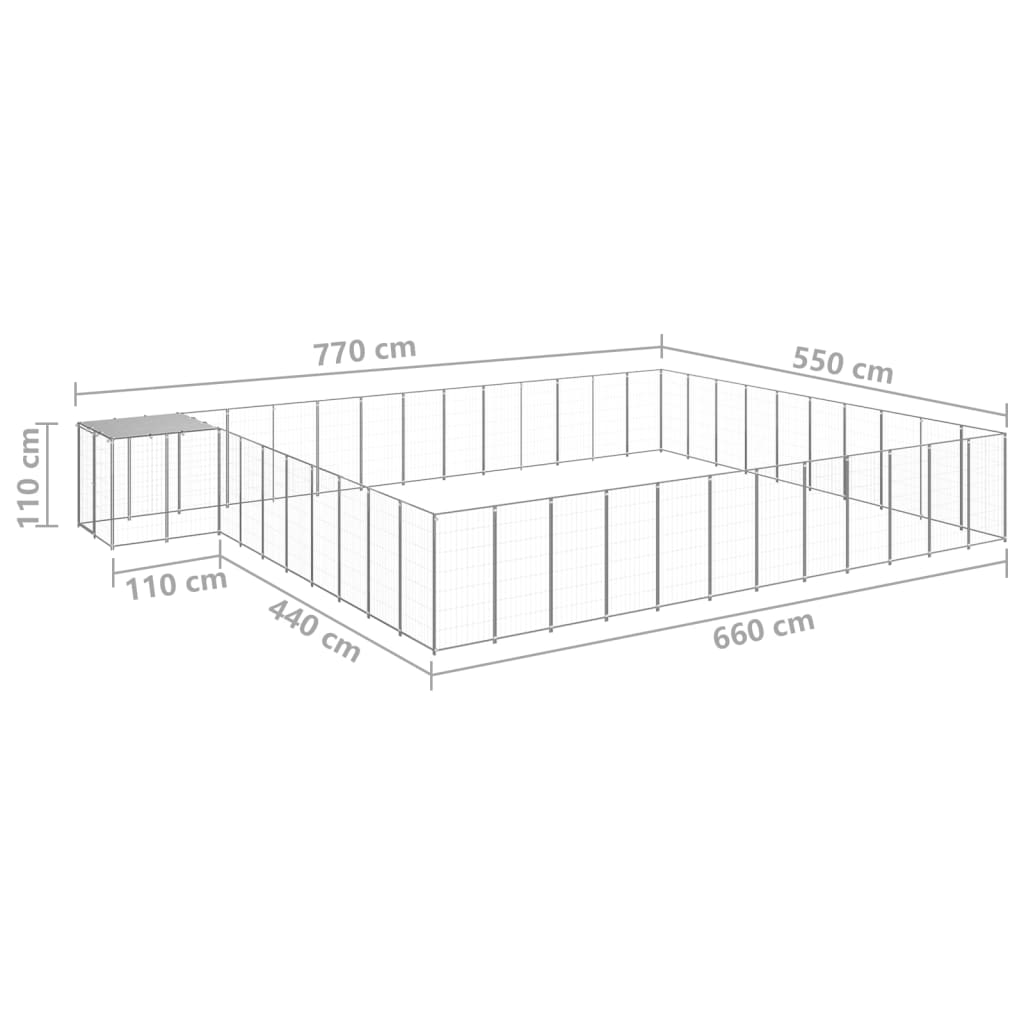 Hondenkennel 37,51 m² staal zilverkleurig - AllerleiShop