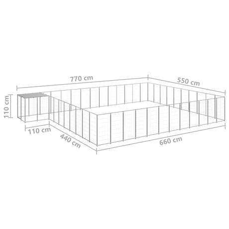 Hondenkennel 37,51 m² staal zilverkleurig - AllerleiShop