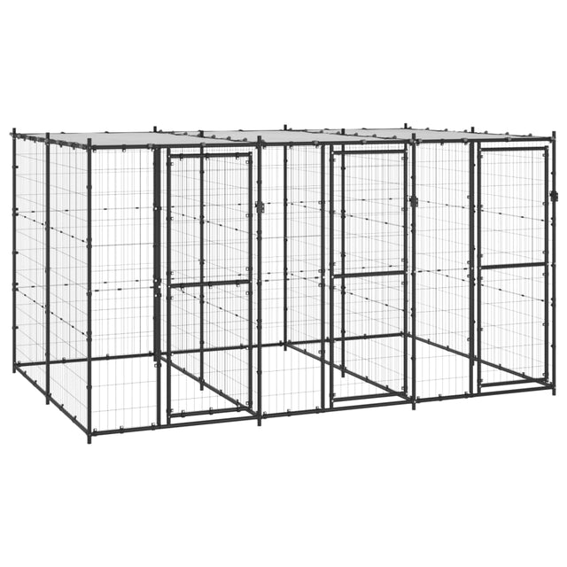 Hondenkennel met dak 7,26 m² staal - AllerleiShop