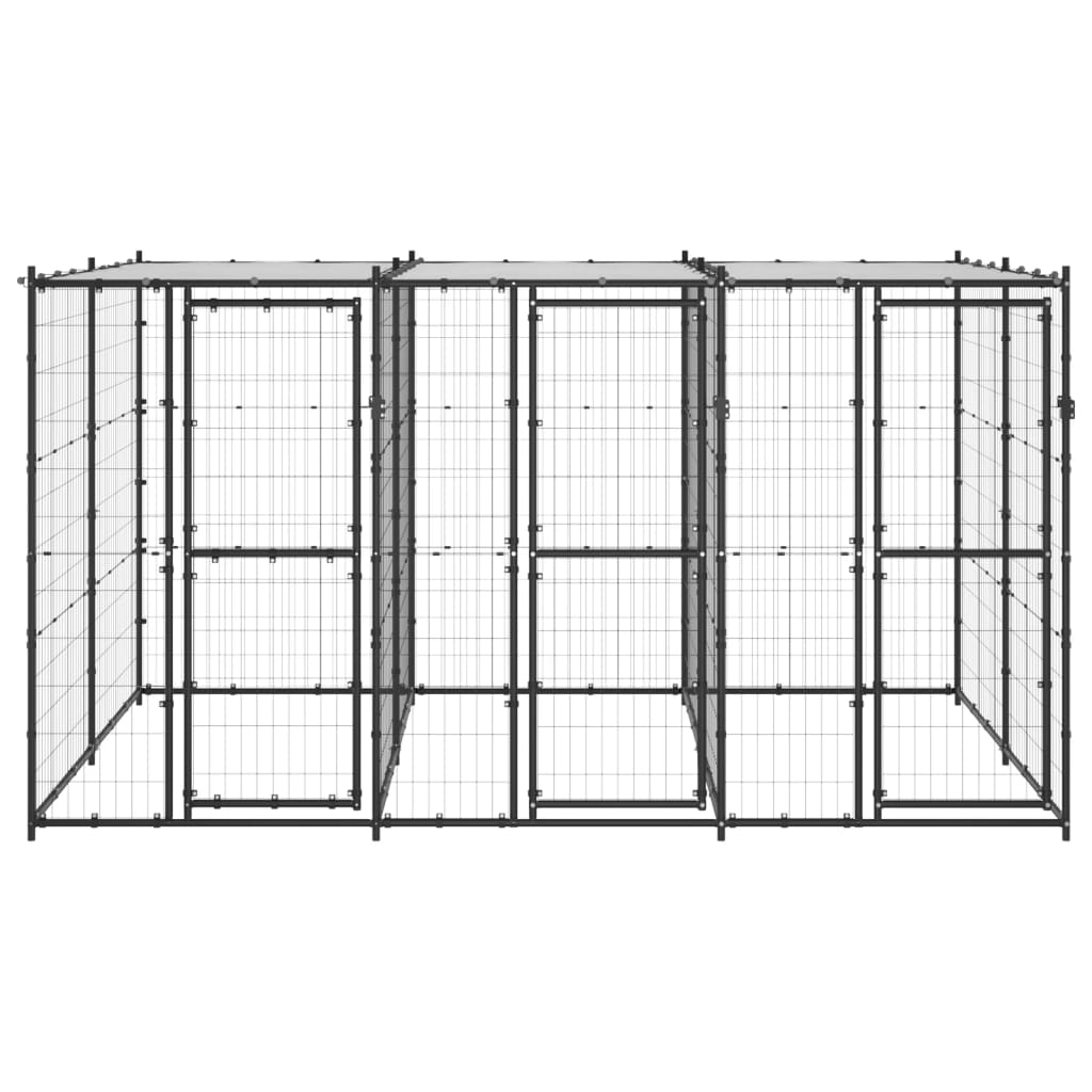 Hondenkennel met dak 7,26 m² staal - AllerleiShop