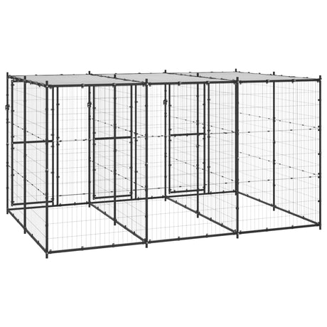 Hondenkennel met dak 7,26 m² staal - AllerleiShop