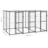 Hondenkennel met dak 7,26 m² staal - AllerleiShop