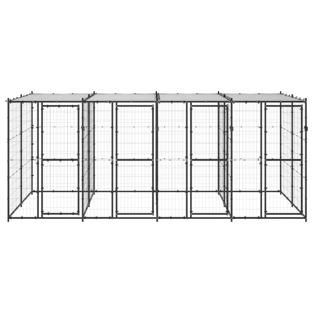 Hondenkennel met dak 9,68 m² staal - AllerleiShop