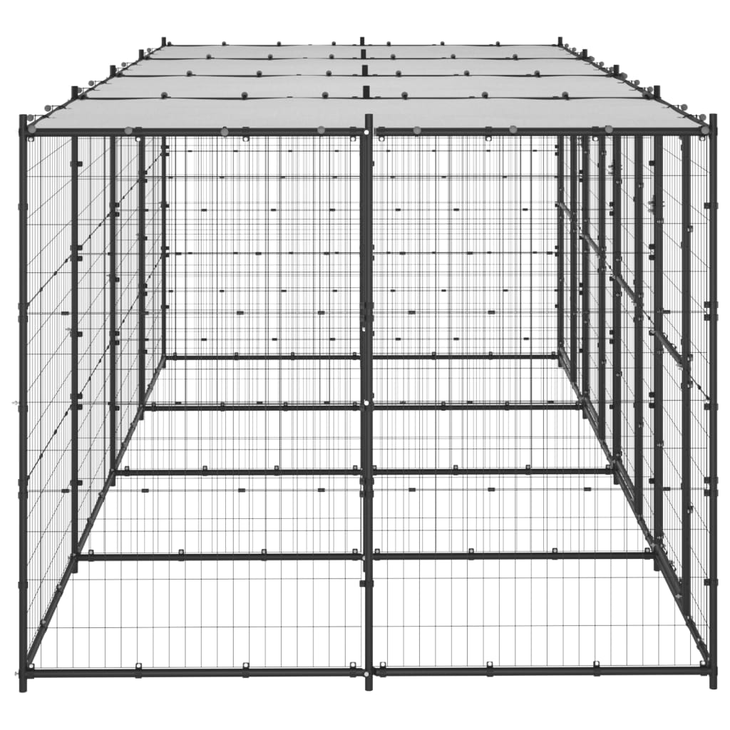 Hondenkennel met dak 9,68 m² staal - AllerleiShop