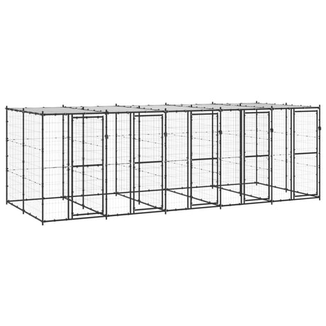 Hondenkennel met dak 12,1 m² staal - AllerleiShop