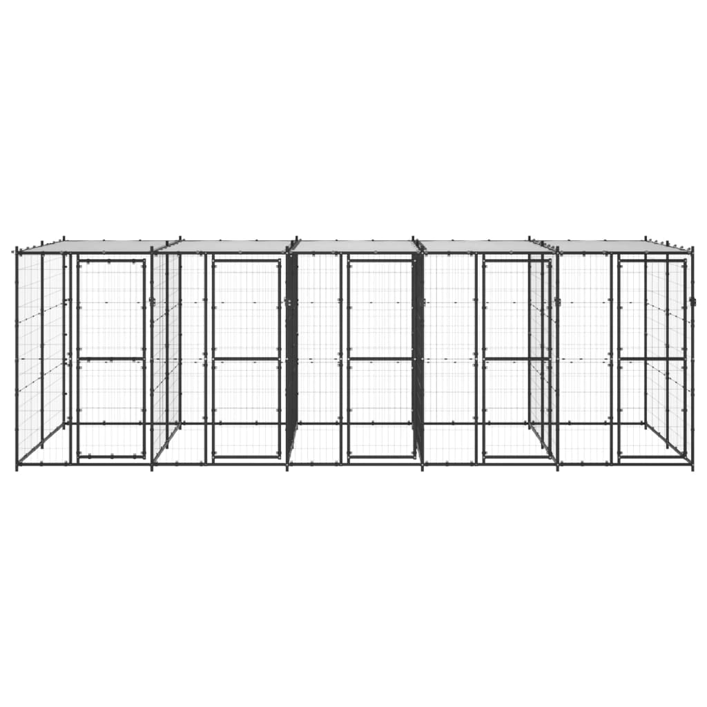 Hondenkennel met dak 12,1 m² staal - AllerleiShop