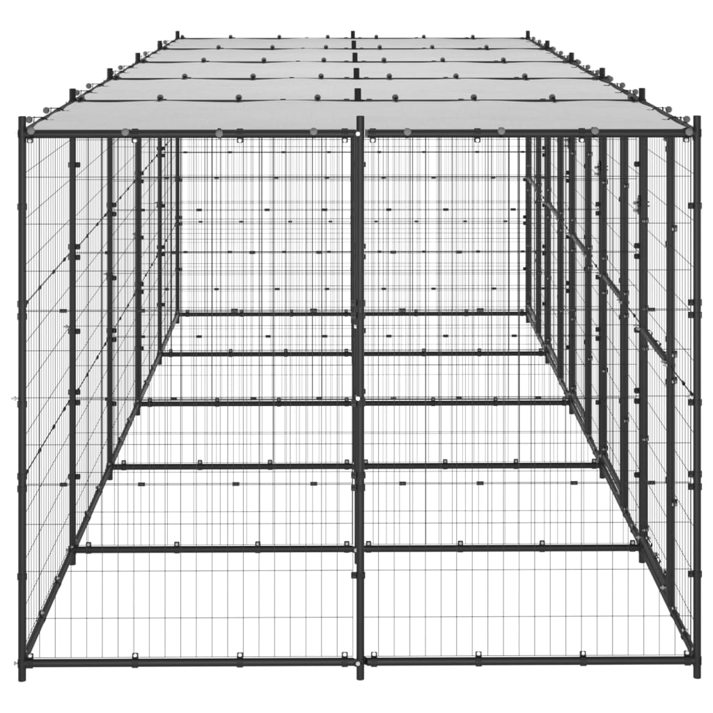 Hondenkennel met dak 12,1 m² staal - AllerleiShop