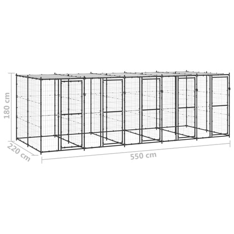 Hondenkennel met dak 12,1 m² staal - AllerleiShop